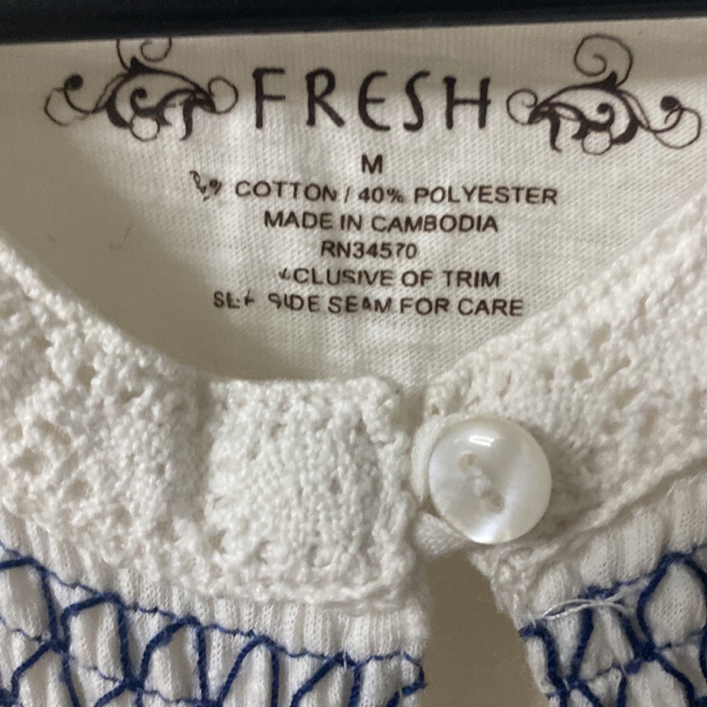 Fresh White Blue Boho Top - Picture 2 of 6